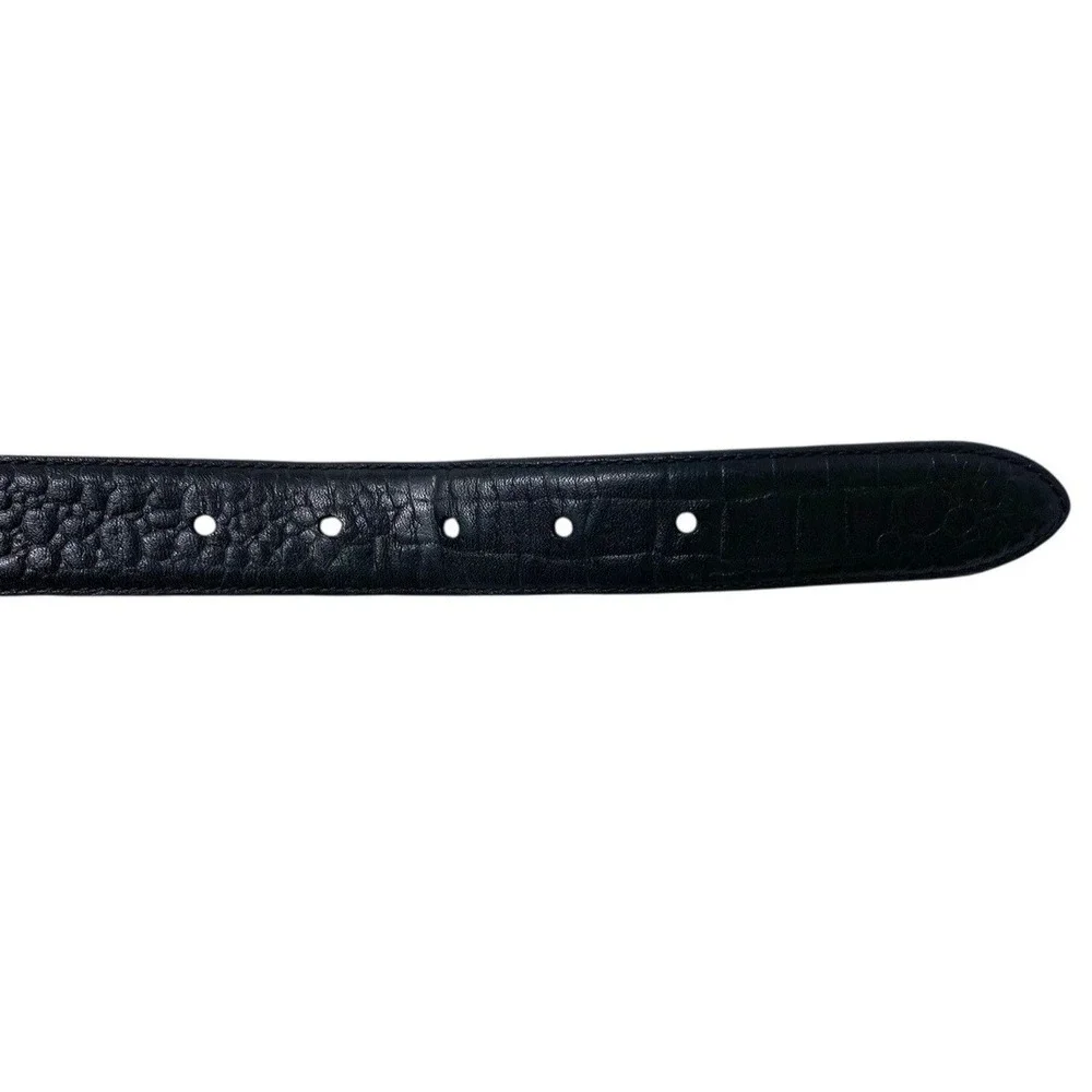 Greg Norman Mens Black Genuine Leather Croc Print Belt Size 37